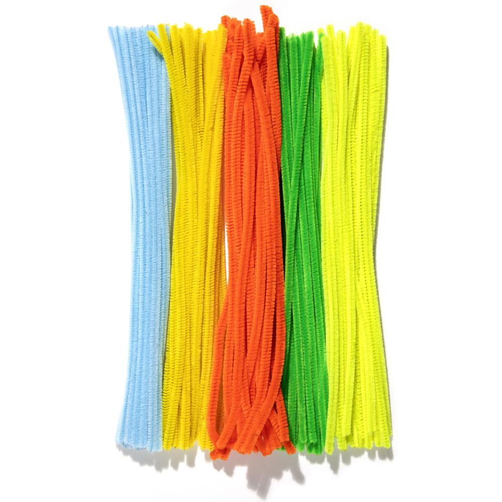 CousinDIY Chenille Stems 6mmx12" 100 Pack - Neon Colors