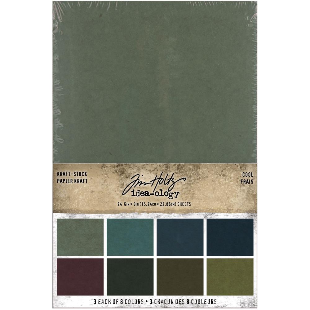 Tim Holtz Idea-Ology Cardstock Pad 6"X9"  24 Sheets - Cool Colors (3 ea of 8 colors)