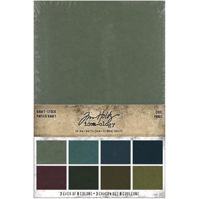 Tim Holtz Idea-Ology Cardstock Pad 6"X9"  24 Sheets - Cool Colors (3 ea of 8 colors)