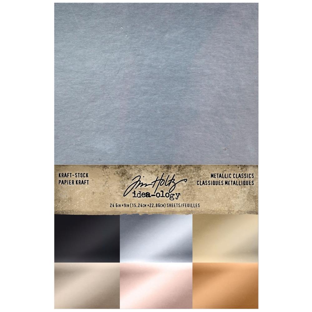 Tim Holtz Idea-Ology Cardstock Pad 6"X9"  24 Sheets - Metallic Classics (4 ea of 6 colors)