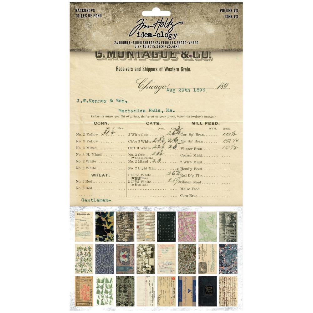 Tim Holtz Idea-Ology Backdrops Double-Sided Cardstock 6"X10" Pack of 24 - Volume 3