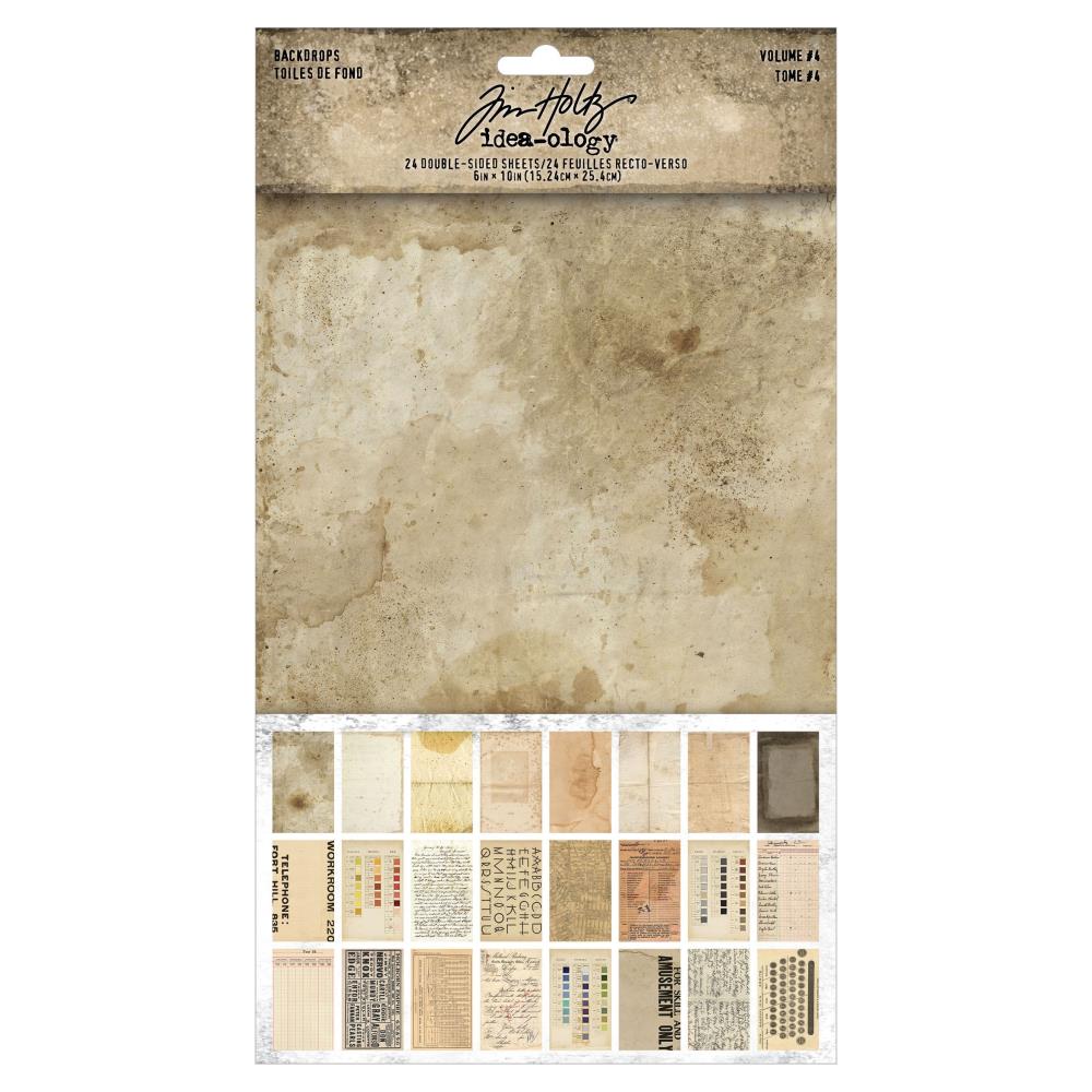 Tim Holtz Idea-Ology Backdrops Double-Sided Cardstock 6"X10" Pack of 24 - Volume 4