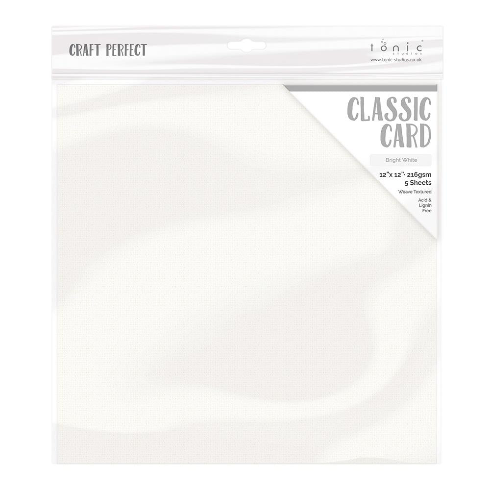 Craft Perfect Weave Texture 80lb Cardstock 12"X12" Pack of 5 - Bright White