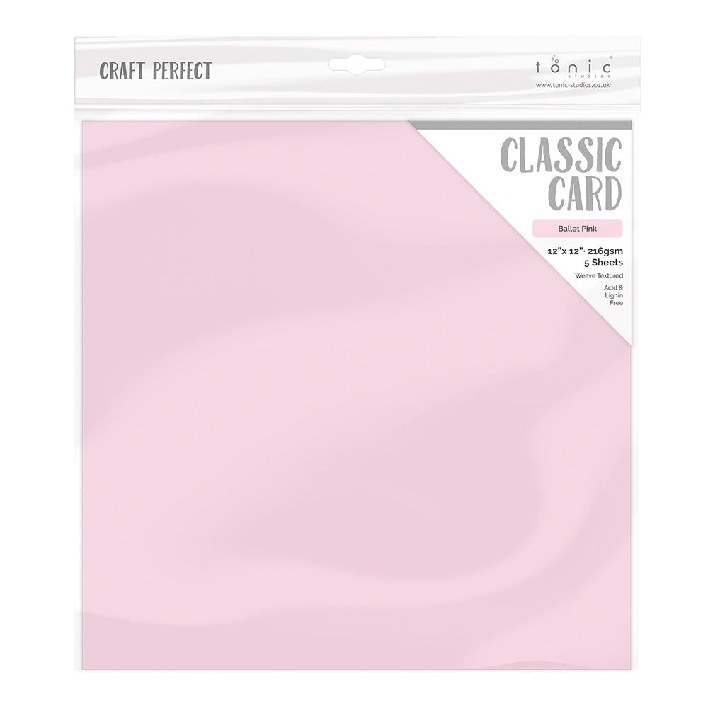 Craft Perfect Weave Texture 80lb Cardstock 12"X12" Pack of 5 - Ballet Pink