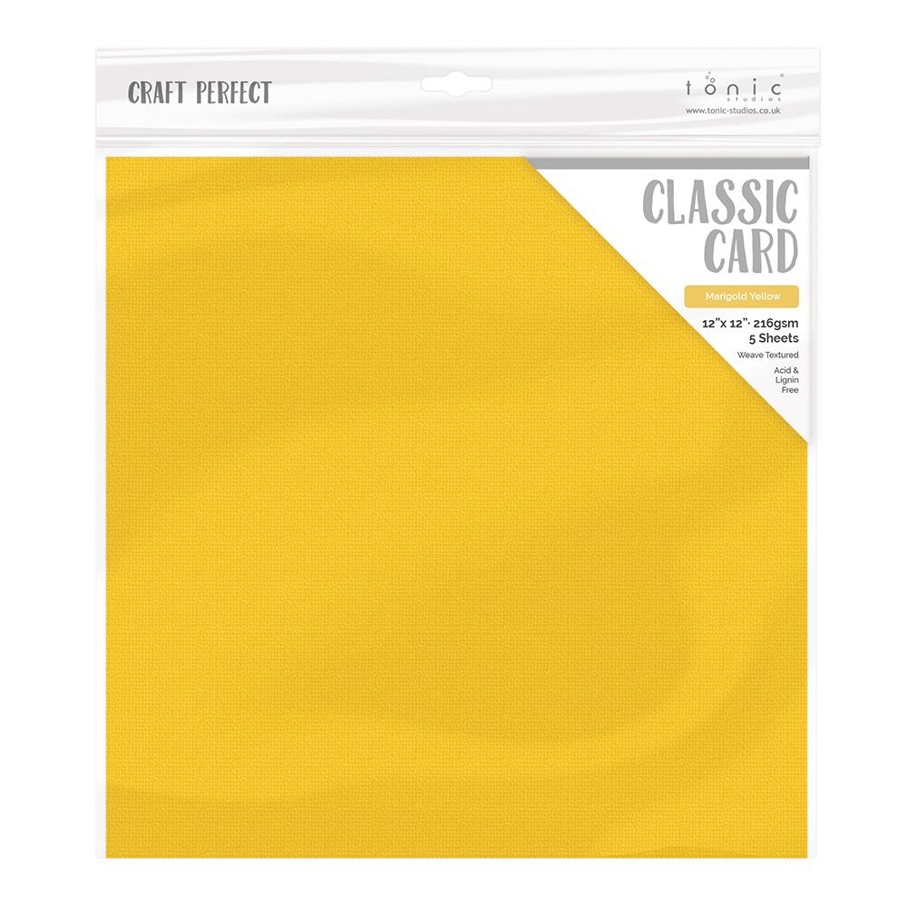 Craft Perfect Weave Texture 80lb Cardstock 12"X12" Pack of 5 - Marigold Yellow