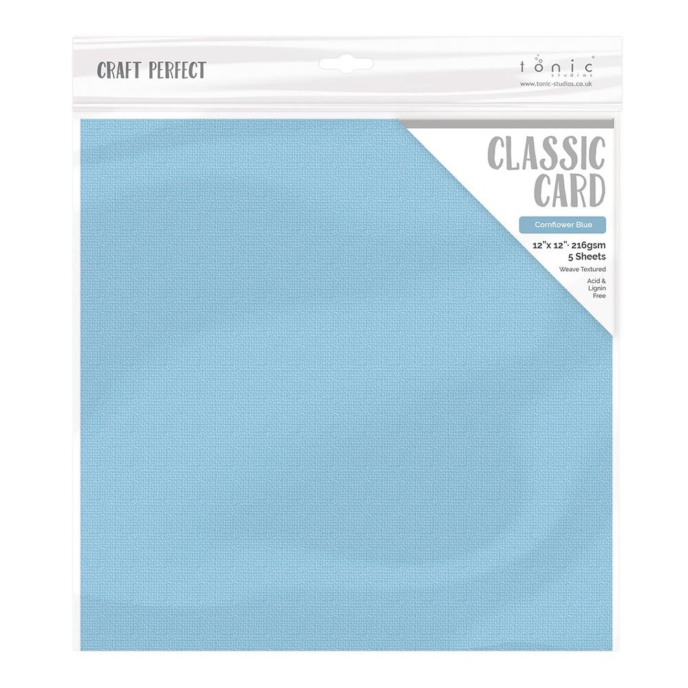 Craft Perfect Weave Texture 80lb Cardstock 12"X12" Pack of 5 - Cornflower Blue