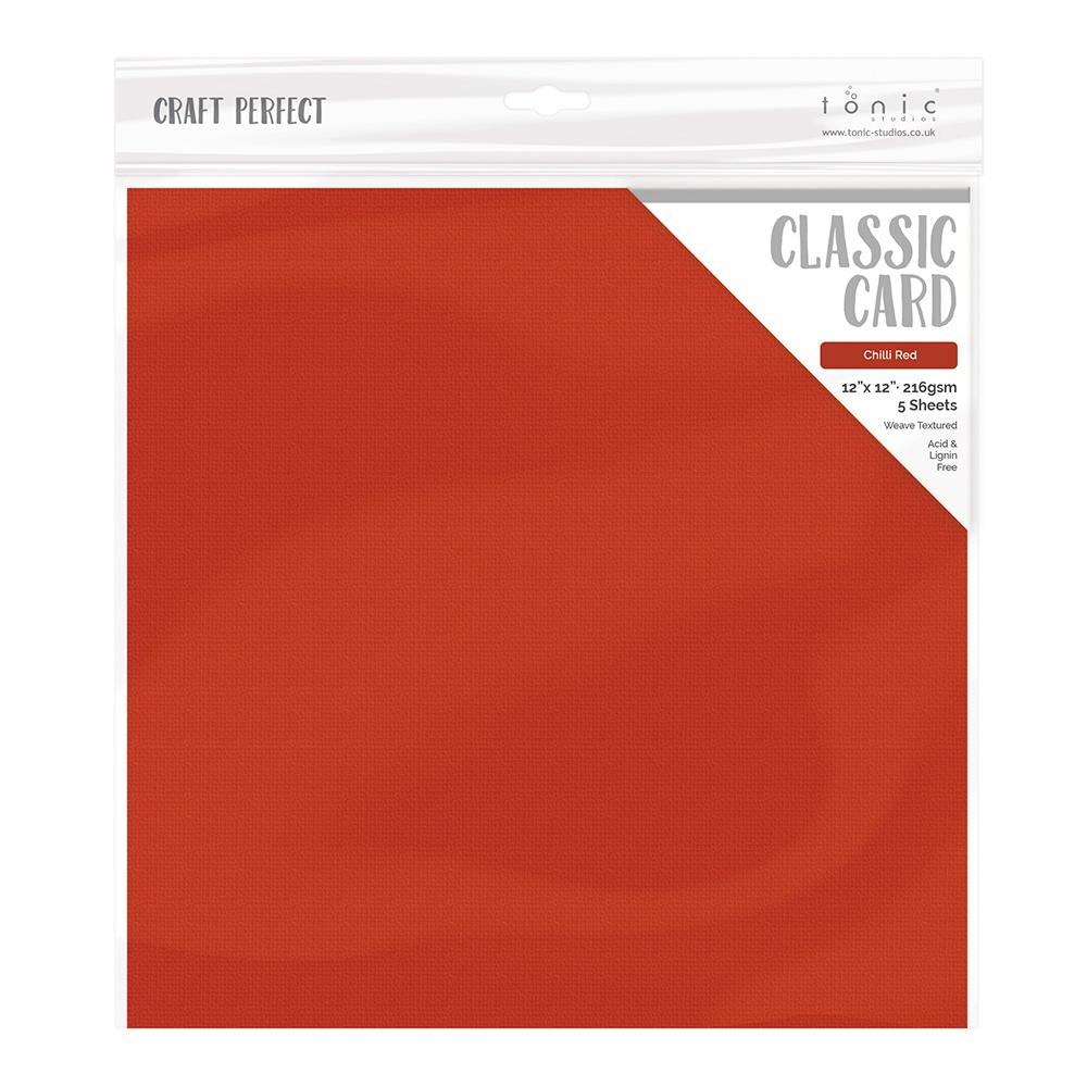 Craft Perfect Weave Texture 80lb Cardstock 12"X12" Pack of 5 -Chili Red