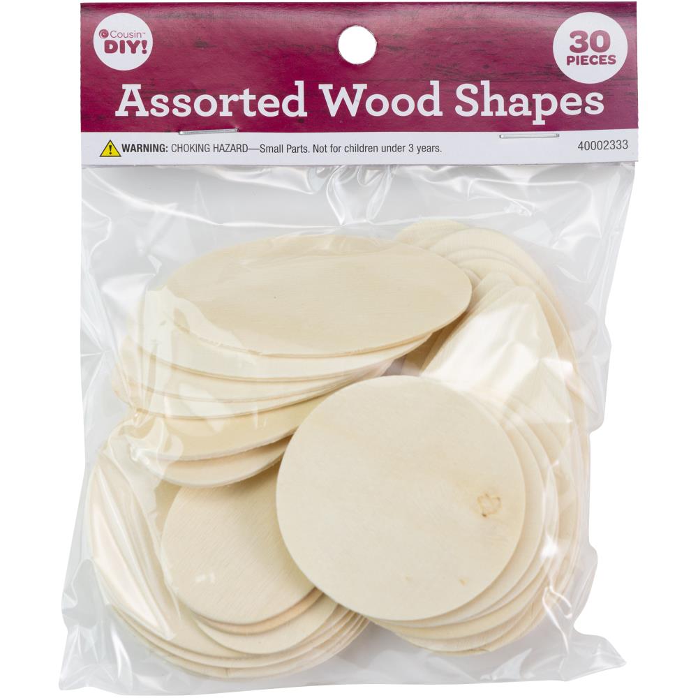 CousinDIY Unfinished Wood Shapes 30 Pack - Assorted Shapes