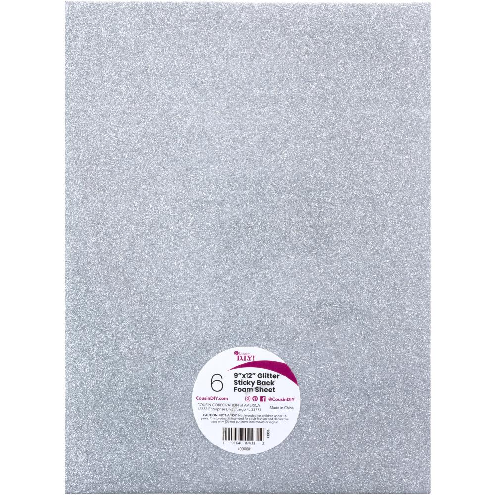 CousinDIY Glitter Sticky Back Foam Sheets 9"X12" 6 Pack - Neutrals