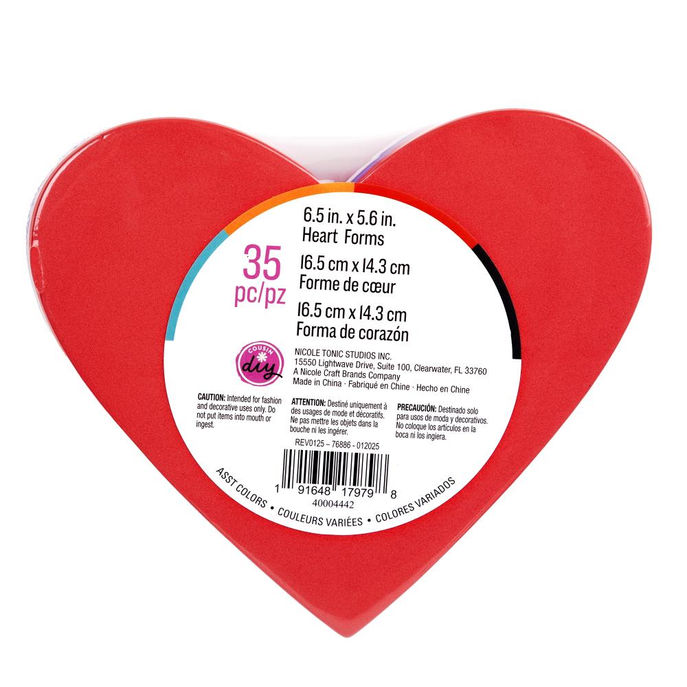 CousinDIY Foam Cutouts 6.5" - 35 Pack - Hearts