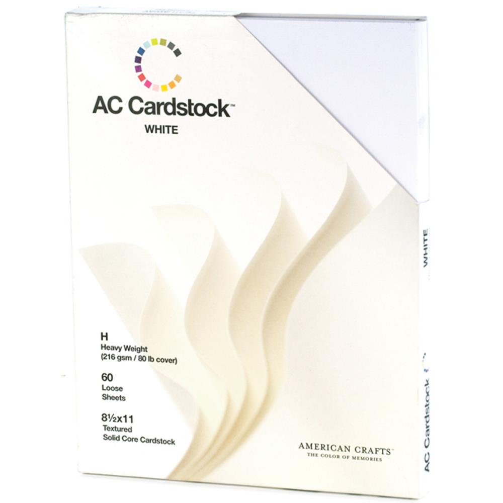 American Crafts Textured Cardstock Pack 8.5"X11" Pack of 60 - Solid White