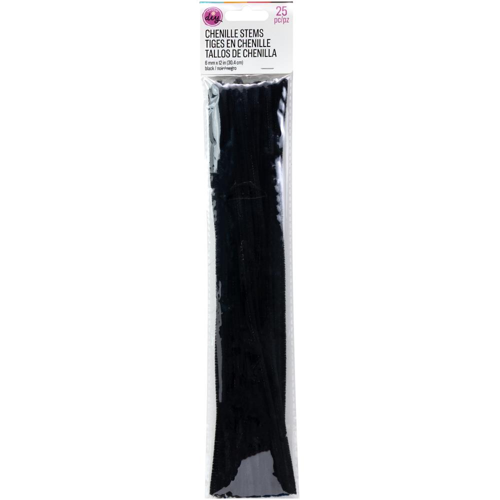 CousinDIY Chenille Stems 6mmx12" 25 Pack - Black