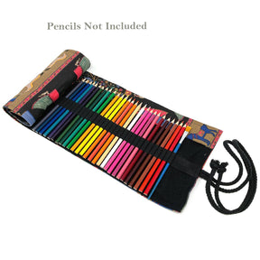 Pencil Wrap Pouch (72 slots) - Blue Elephants