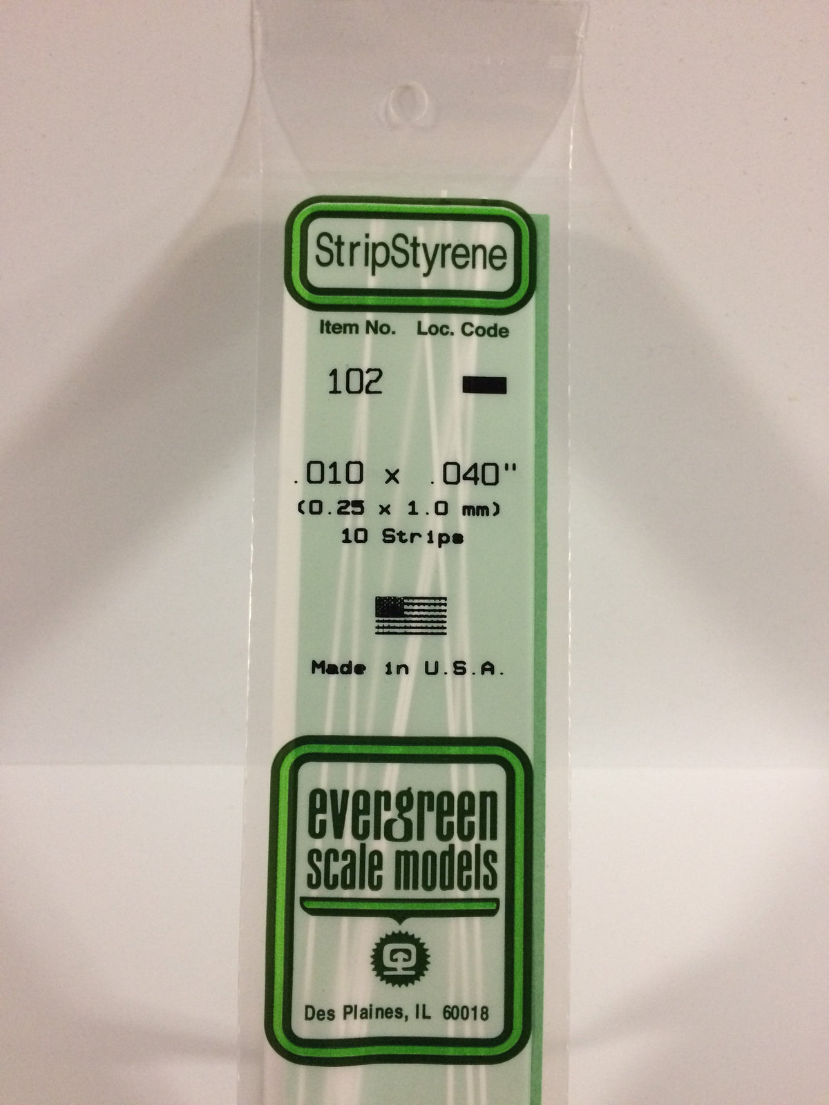 Evergreen Scale Models 102 - .010 X .040" X 14" Strips (10)