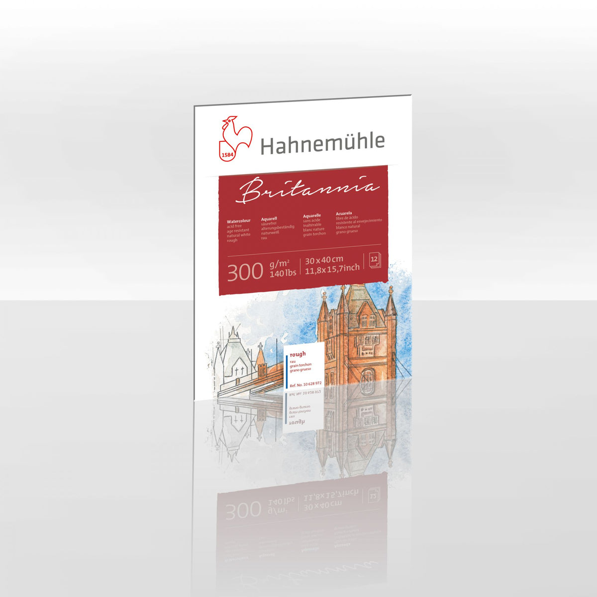 Hahnemuhle Britannia Watercolor 140 lb (300gsm) Rough, 12 sheet pad, , 11.81 x 15.74" (30x40 cm)