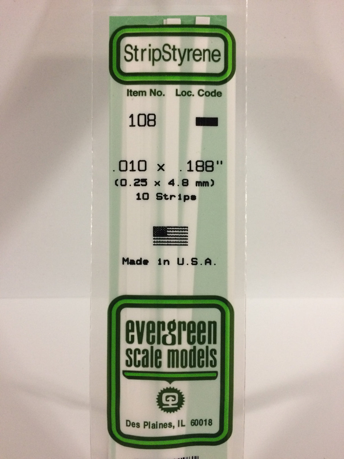 Evergreen Scale Models 108 - .010 X .188" X 14" Strips (10)