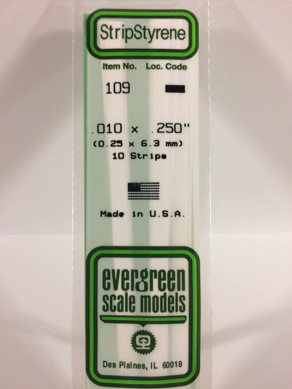 Evergreen Scale Models 109 - .010 X .250" X 14" Strips (10)