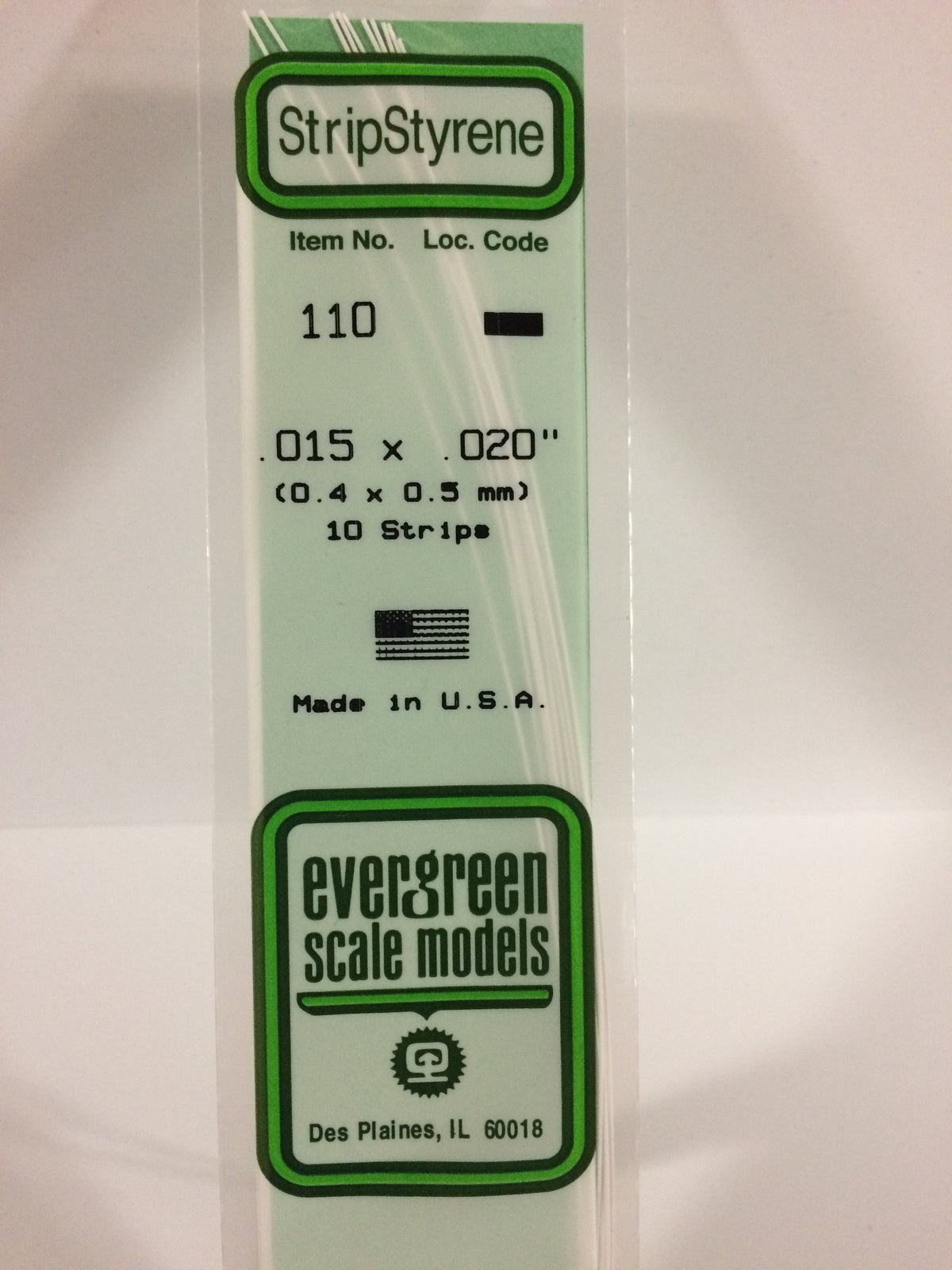 Evergreen Scale Models 110 - .015 X .020" X 14" Strips (10)