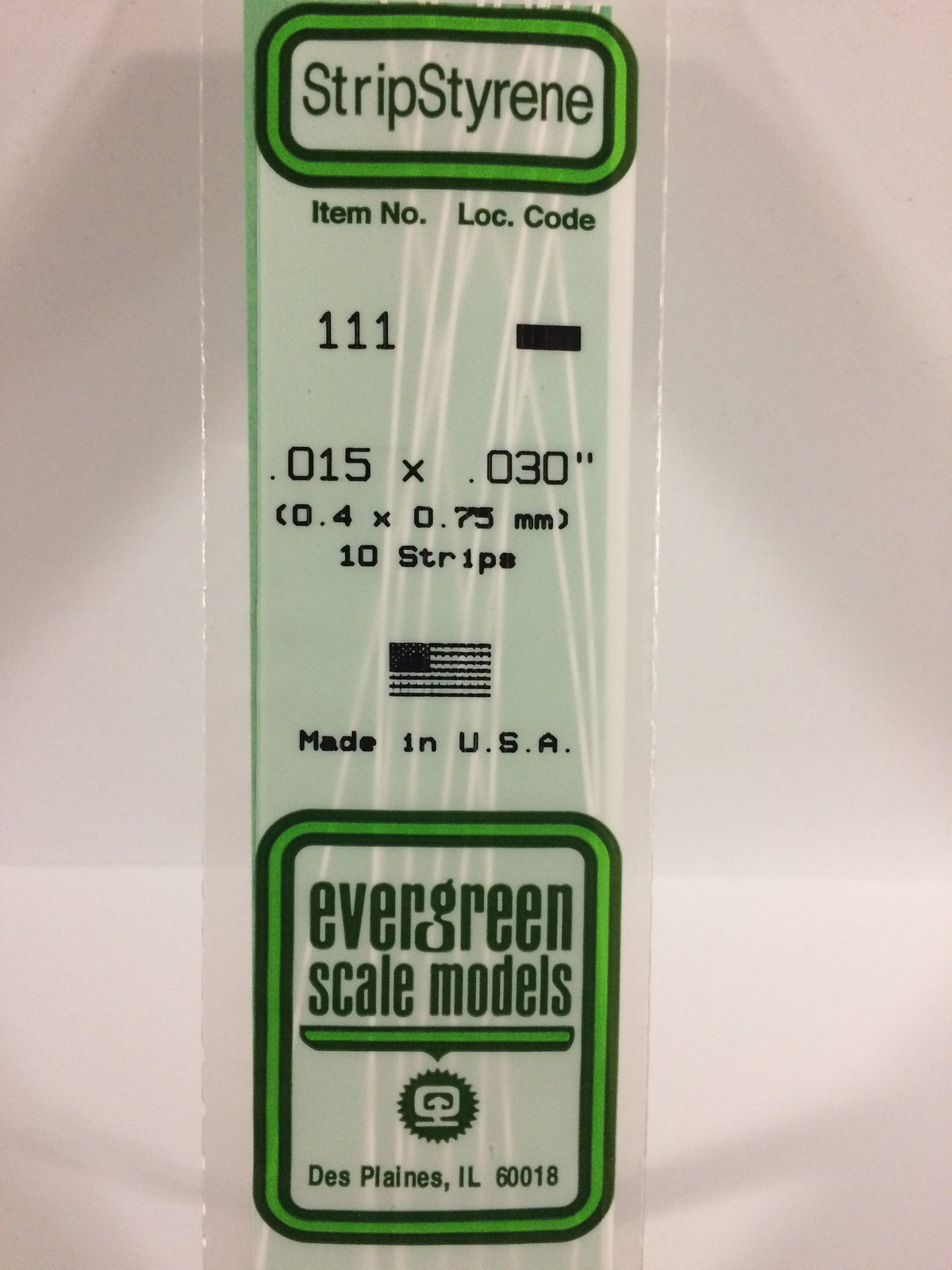 Evergreen Scale Models 111 - .015 X .030" X 14" Strips (10)