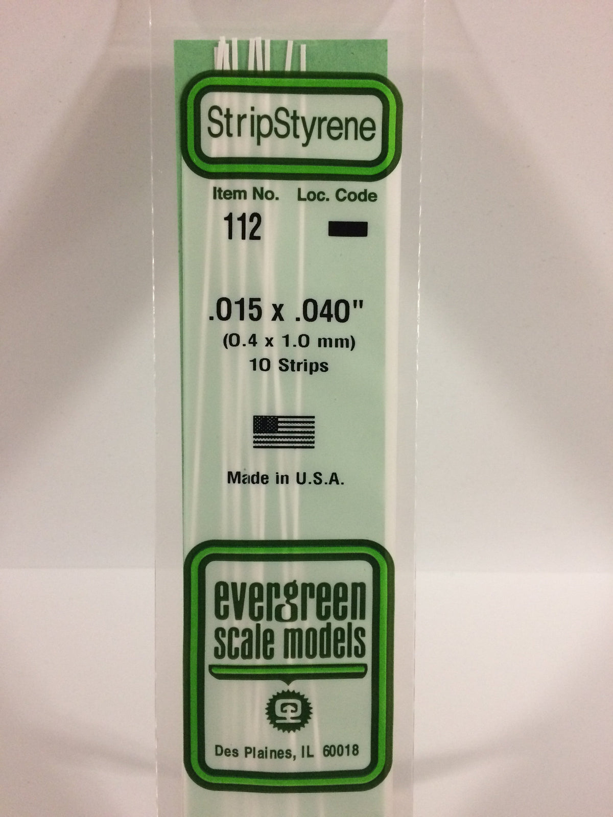 Evergreen Scale Models 112 - .015 X .040" X 14" Strips (10)