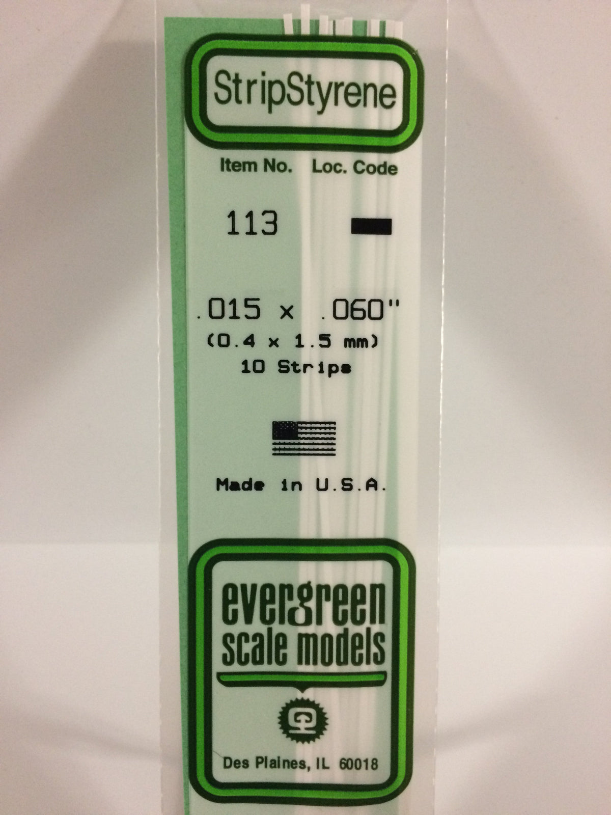Evergreen Scale Models 113 - .015 X .060" X 14" Strips (10)
