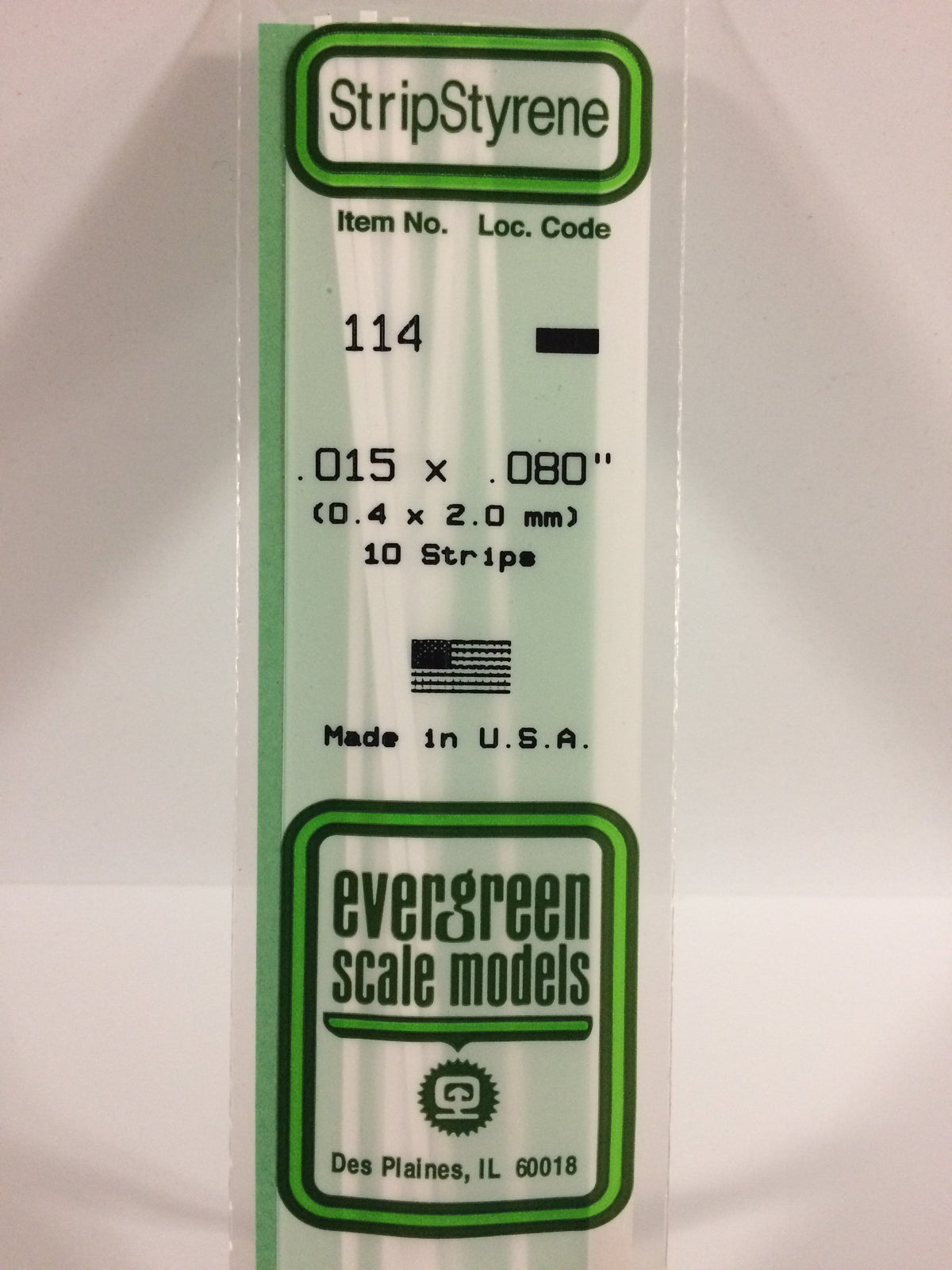 Evergreen Scale Models 114 - .015 X .080" X 14" Strips (10)