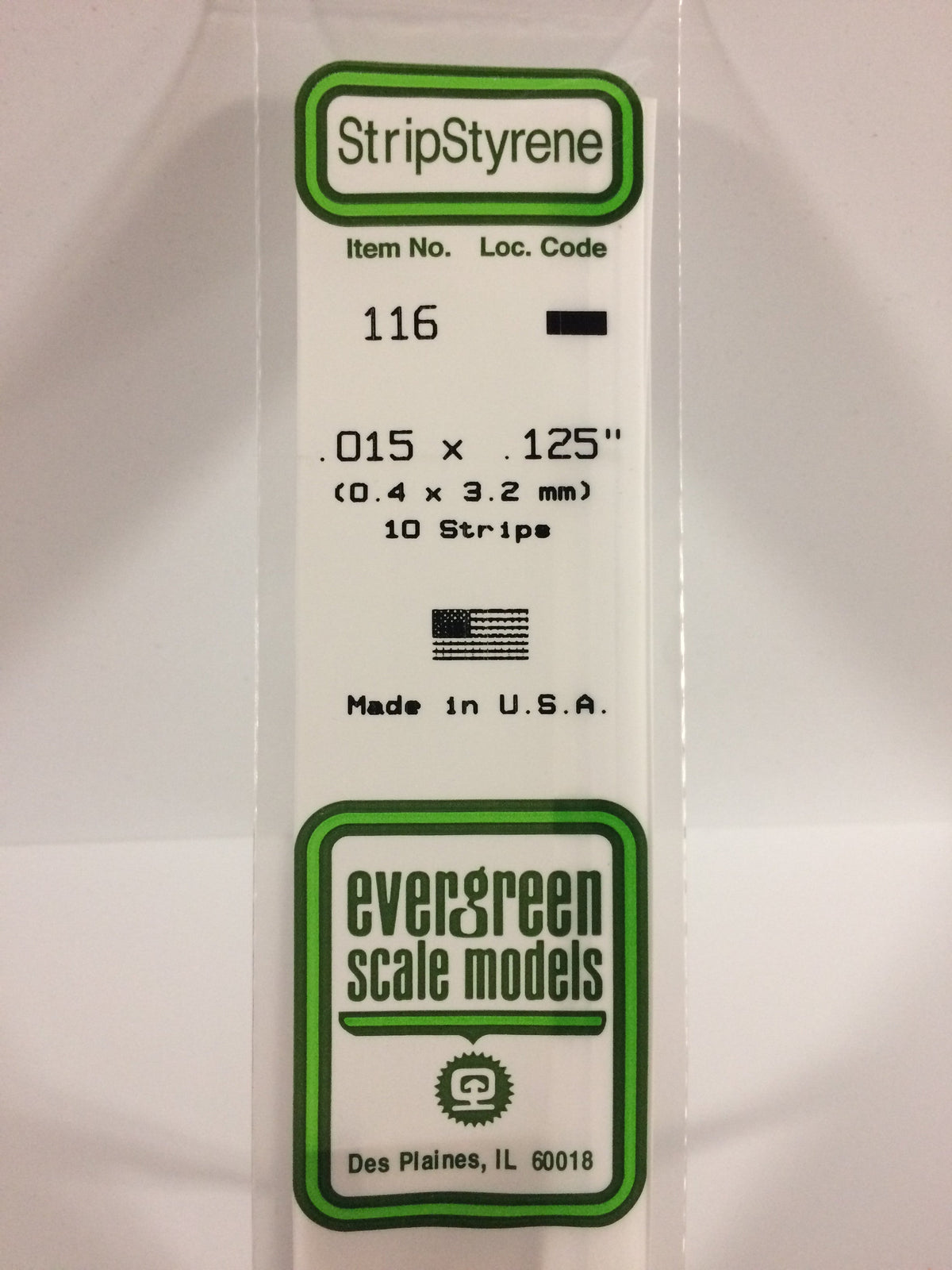 Evergreen Scale Models 116 - .015 X .125" X 14" Strips (10)