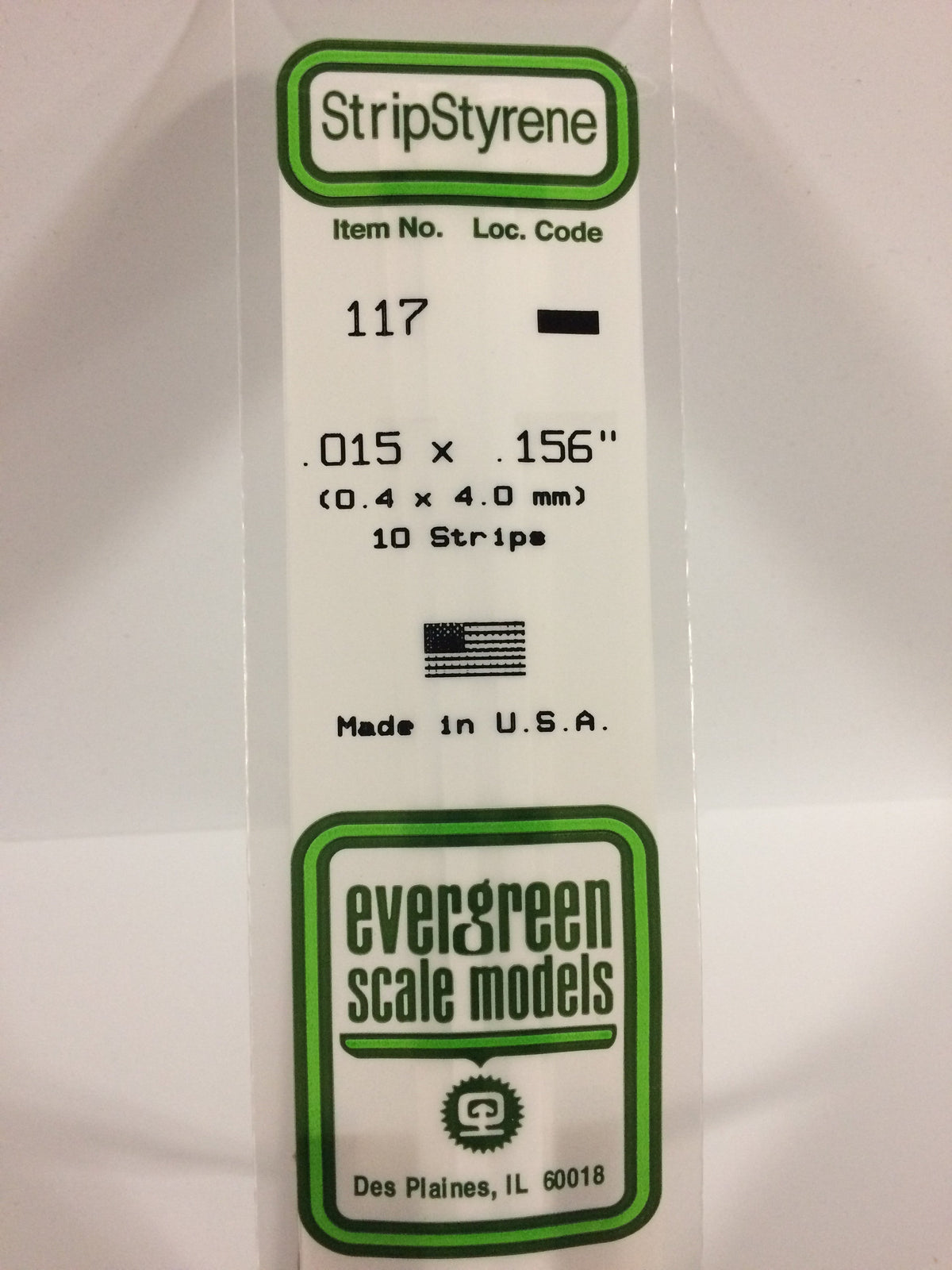 Evergreen Scale Models 117 - .015 X .156" X 14" Strips (10)