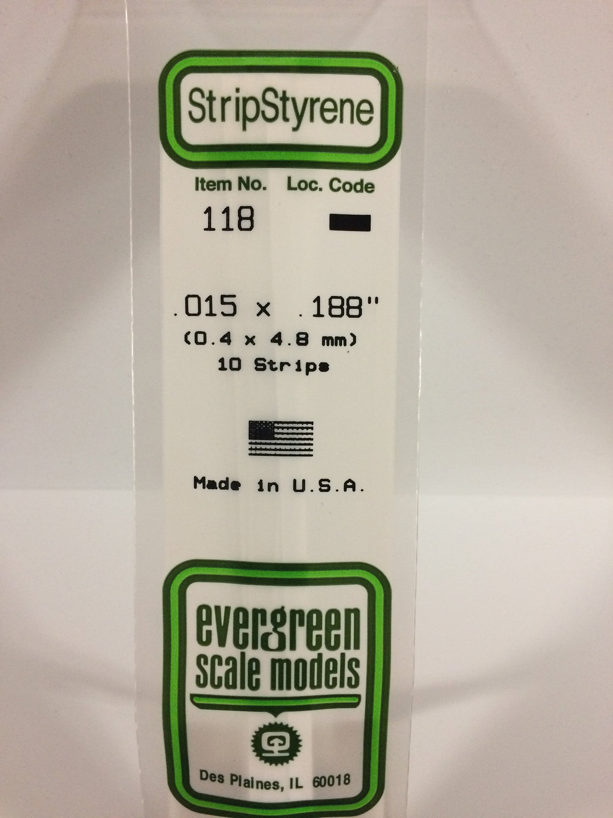 Evergreen Scale Models 118 - .015 X .188" X 14" Strips (10)