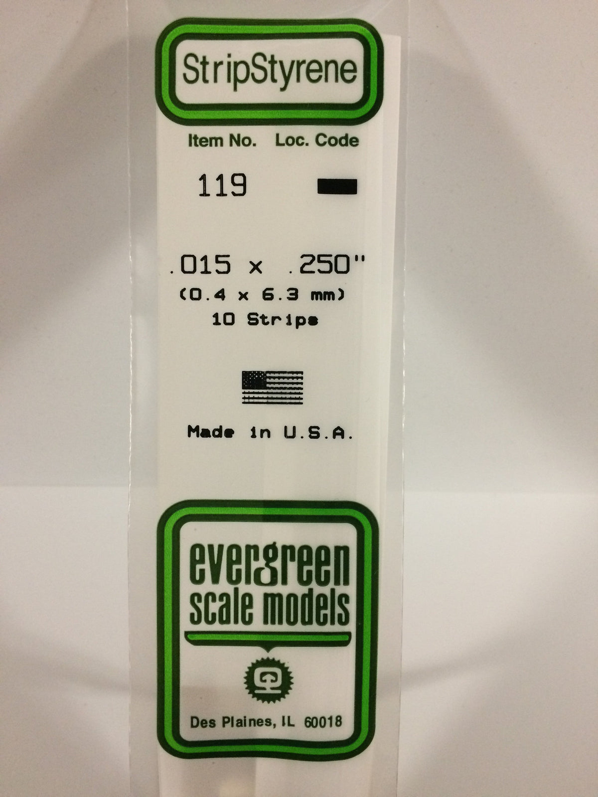 Evergreen Scale Models 119 - .015 X .250" X 14" Strips (10)