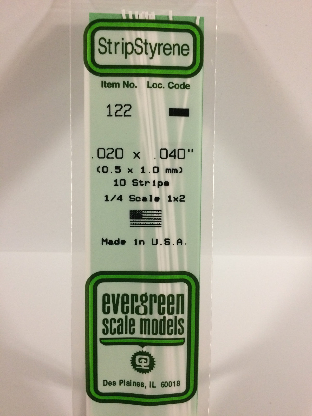 Evergreen Scale Models 122 - .020 X .040" X 14" Strips (10)