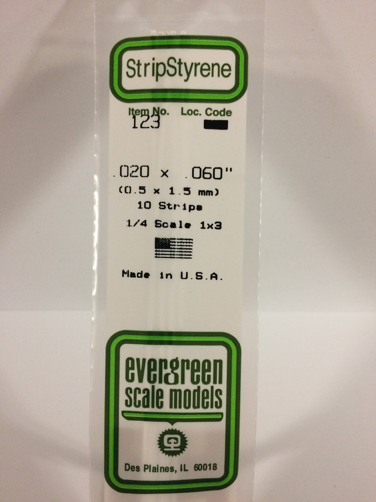 Evergreen Scale Models 123 - .020 X .060" X 14" Strips (10)
