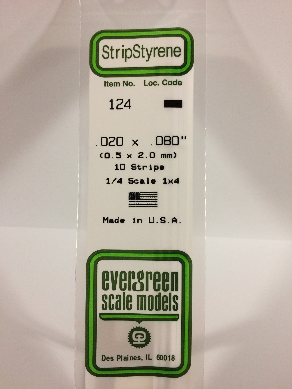 Evergreen Scale Models 124 - .020 X .080" X 14" Strips (10)
