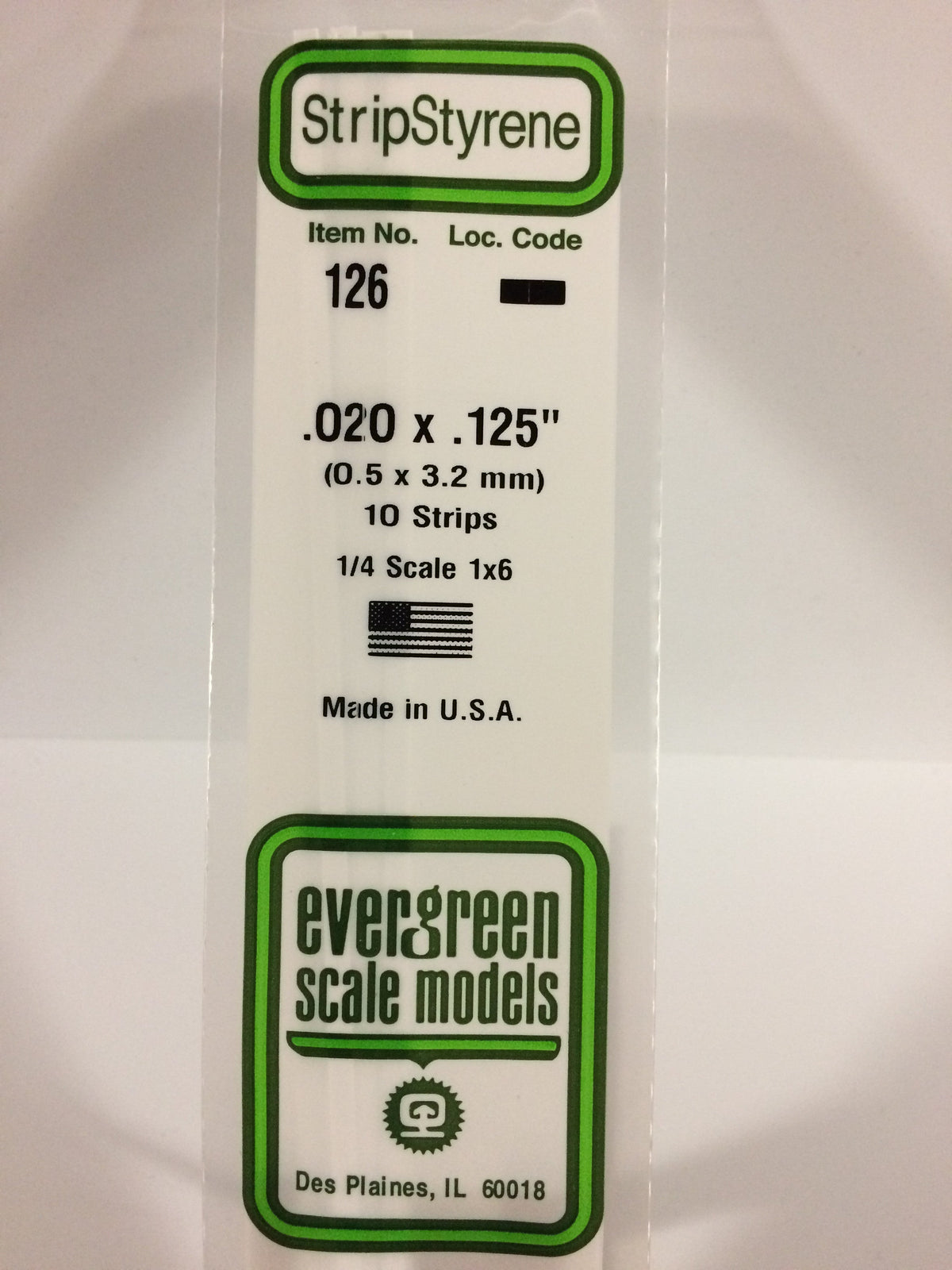 Evergreen Scale Models 126 - .020 X .125" X 14" Strips (10)