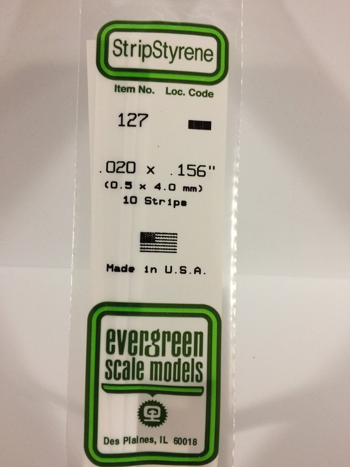 Evergreen Scale Models 127 - .020 X .156" X 14" Strips (10)