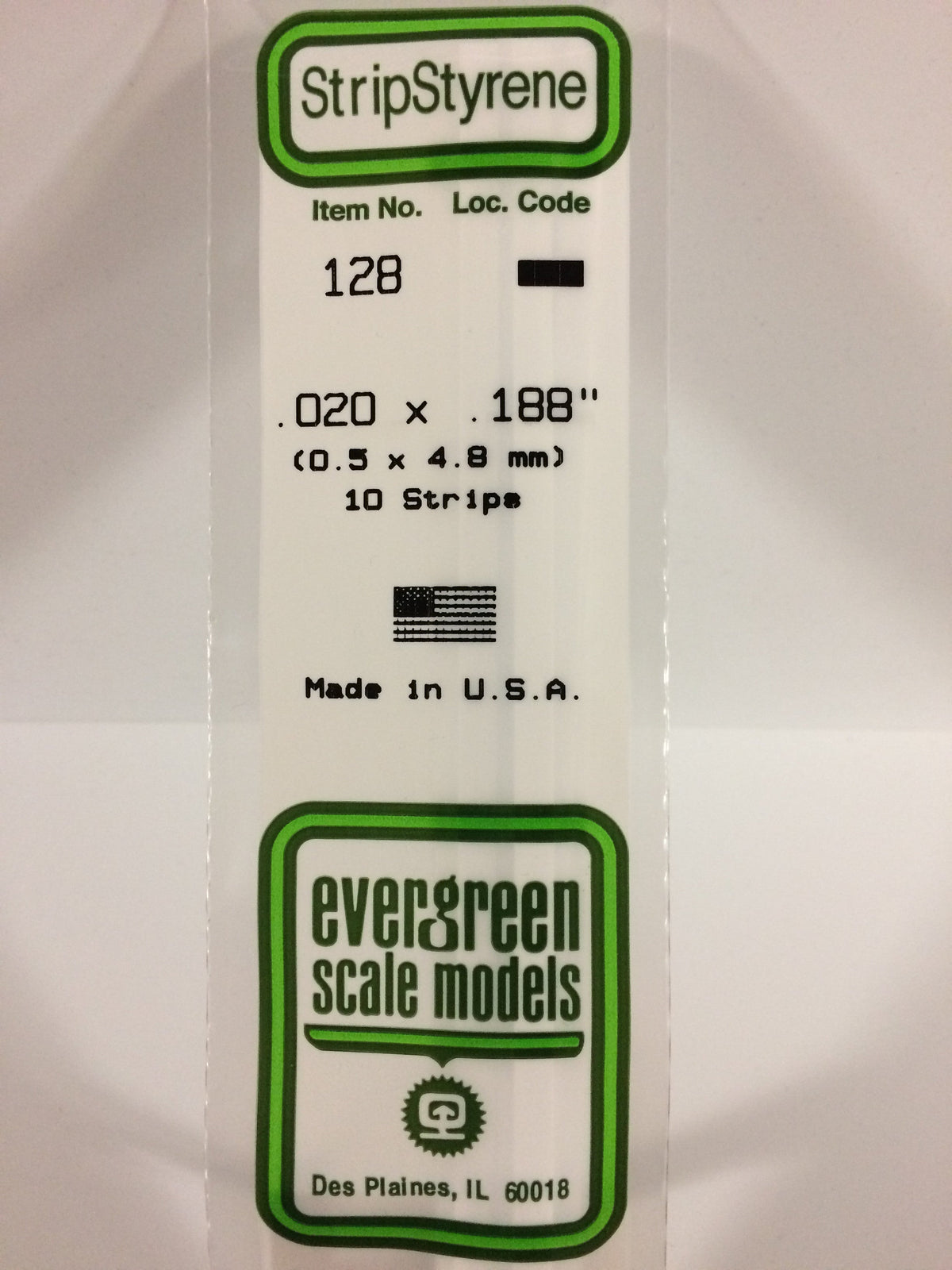 Evergreen Scale Models 128 - .020 X .188" X 14" Strips (10)