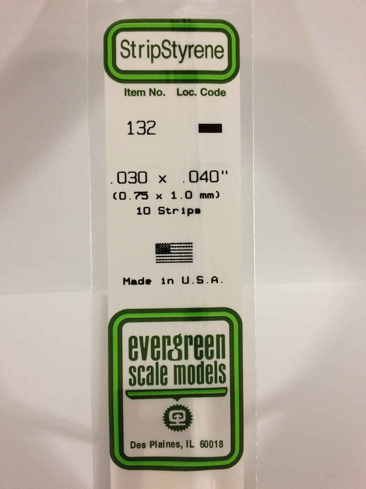 Evergreen Scale Models 132 - .030 X .040" X 14" Strips (10)
