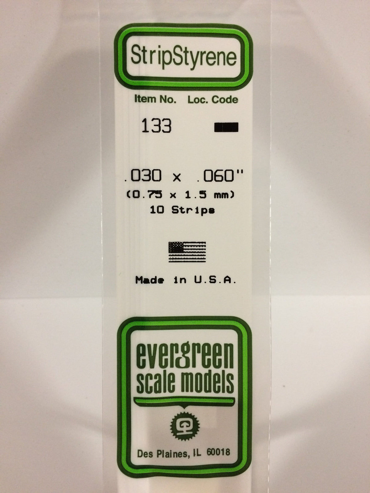 Evergreen Scale Models 133 - .030 X .060" X 14" Strips (10)