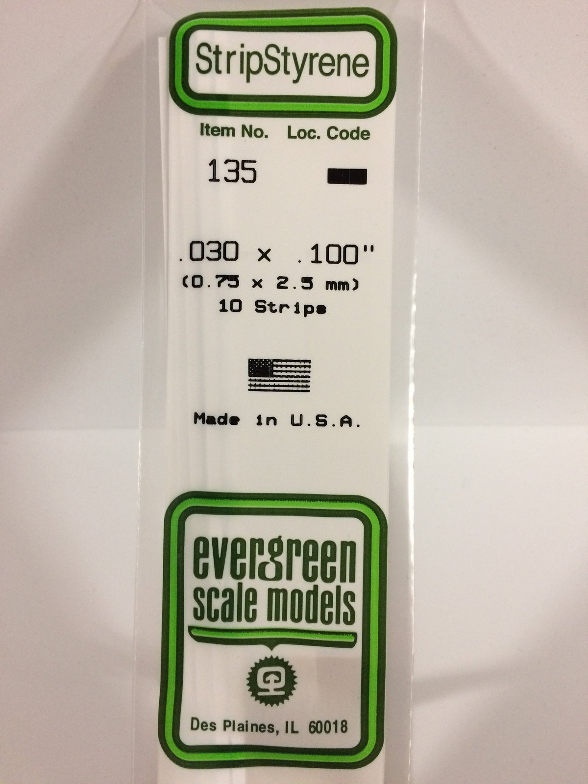 Evergreen Scale Models 135 - .030 X .100" X 14" Strips (10)