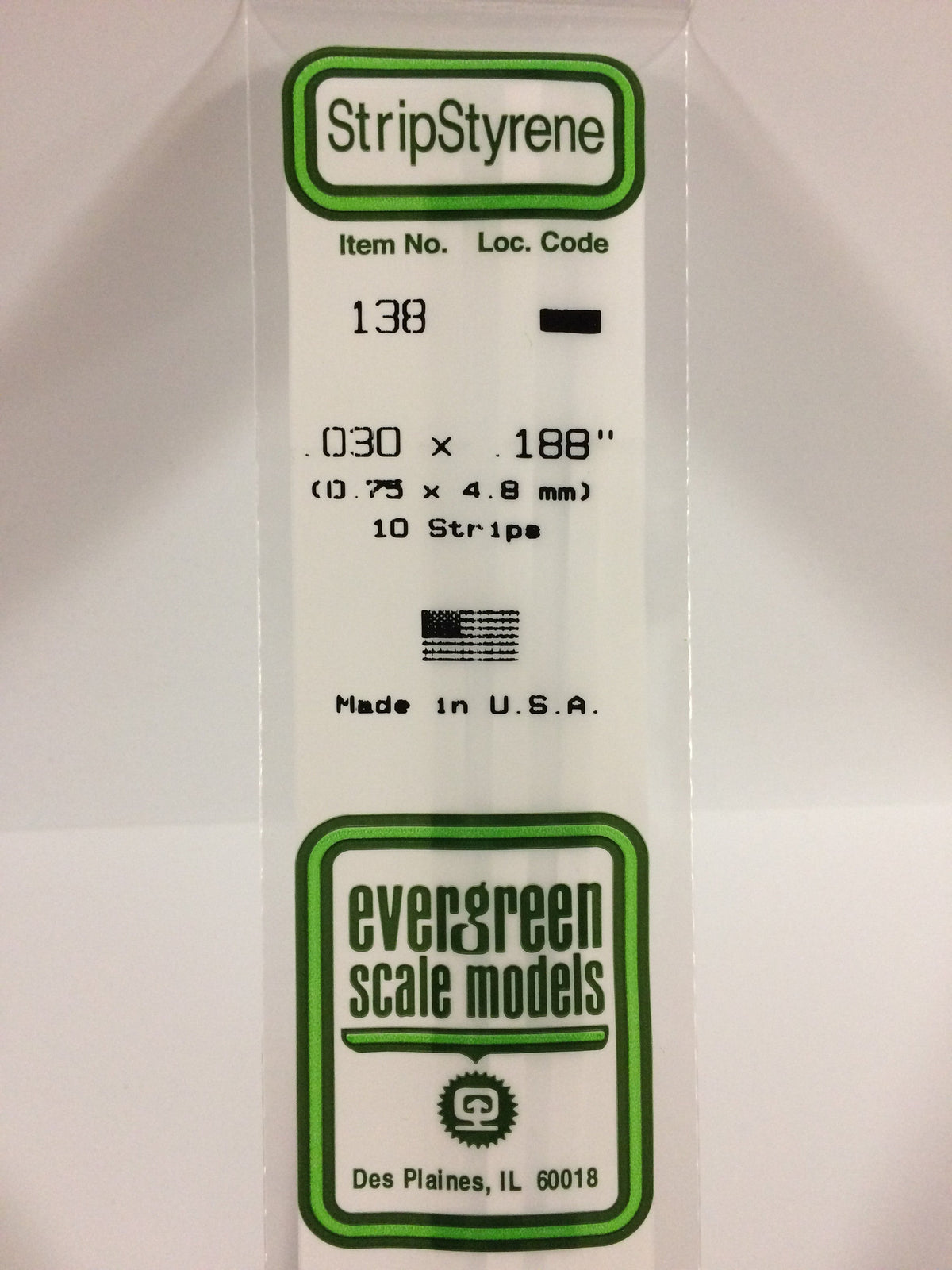 Evergreen Scale Models 138 - .030 X .188" X 14" Strips (10)
