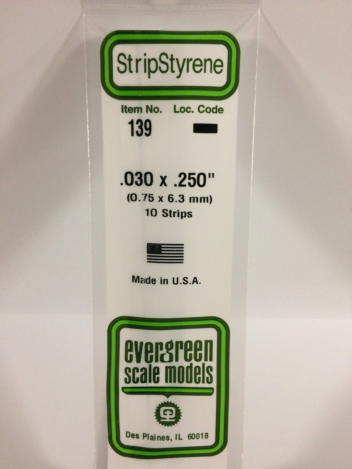 Evergreen Scale Models 139 - .030 X .250" X 14" Strips (10)