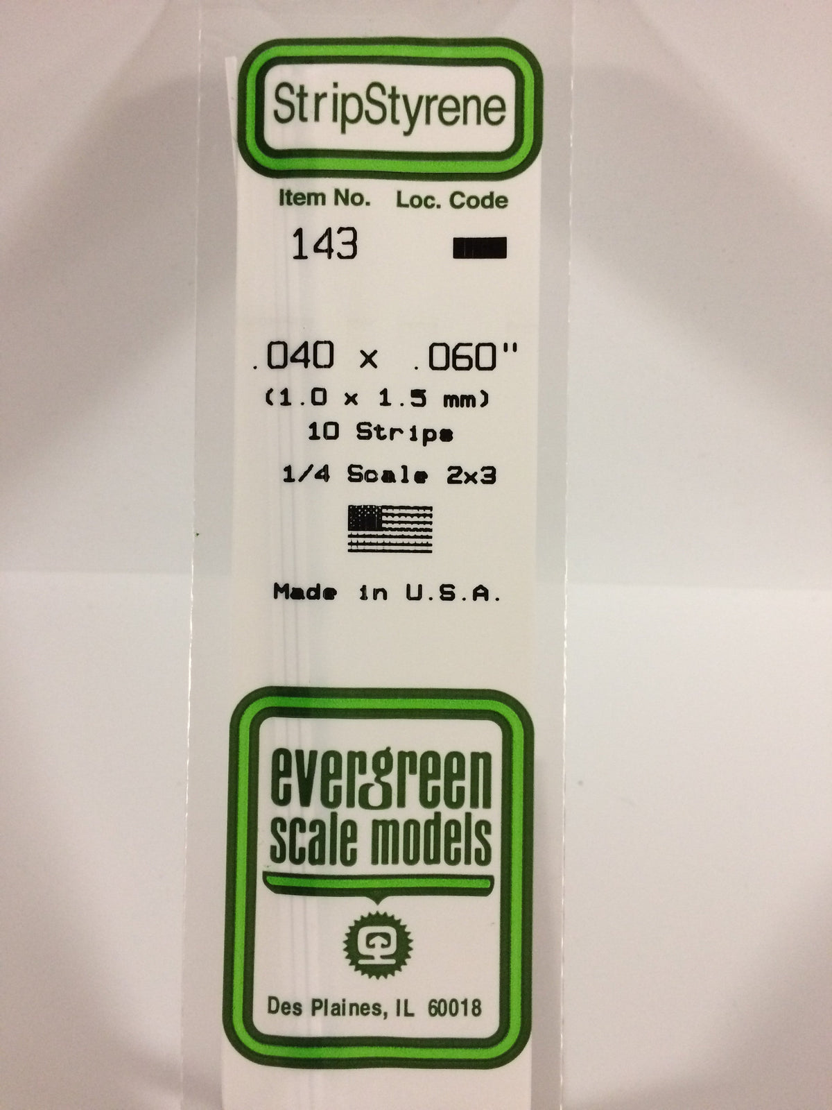 Evergreen Scale Models 143 - .040 X .060" X 14" Strips (10)