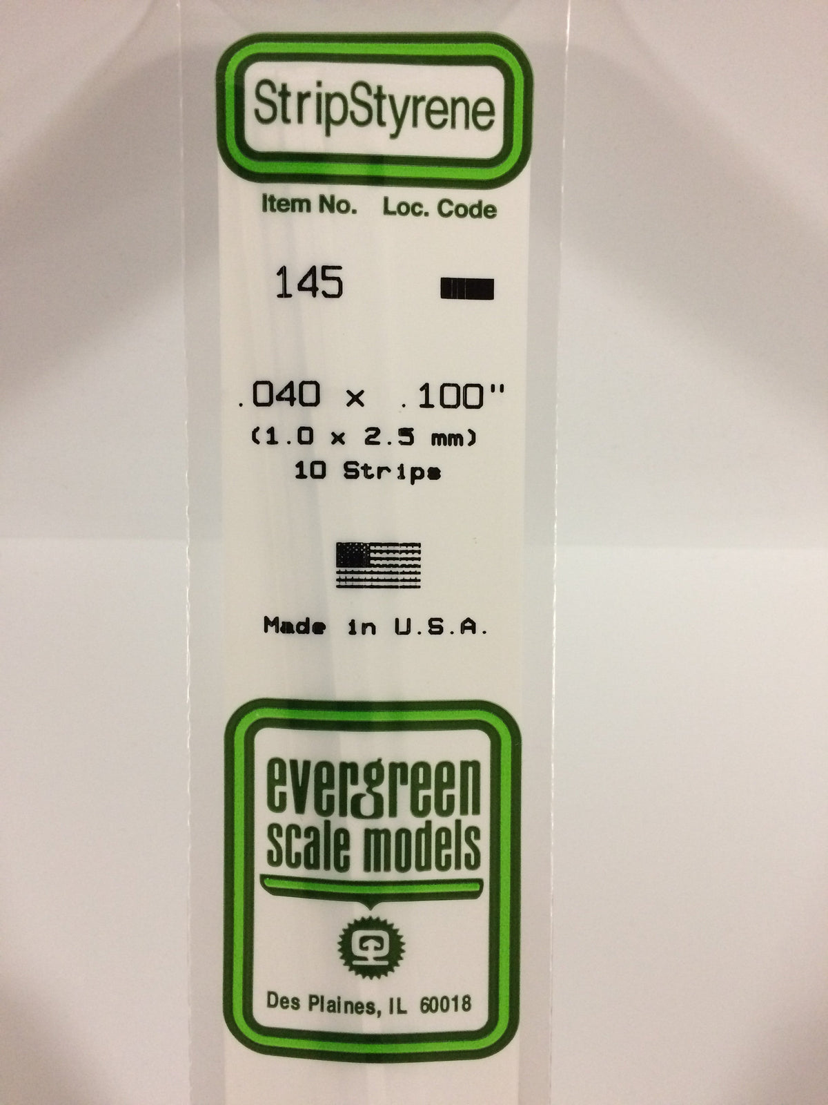 Evergreen Scale Models 145 - .040 X .100" X 14" Strips (10)
