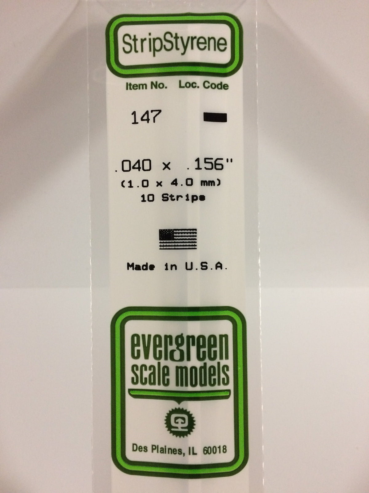 Evergreen Scale Models 147 - .040 X .156" X 14" Strips (10)