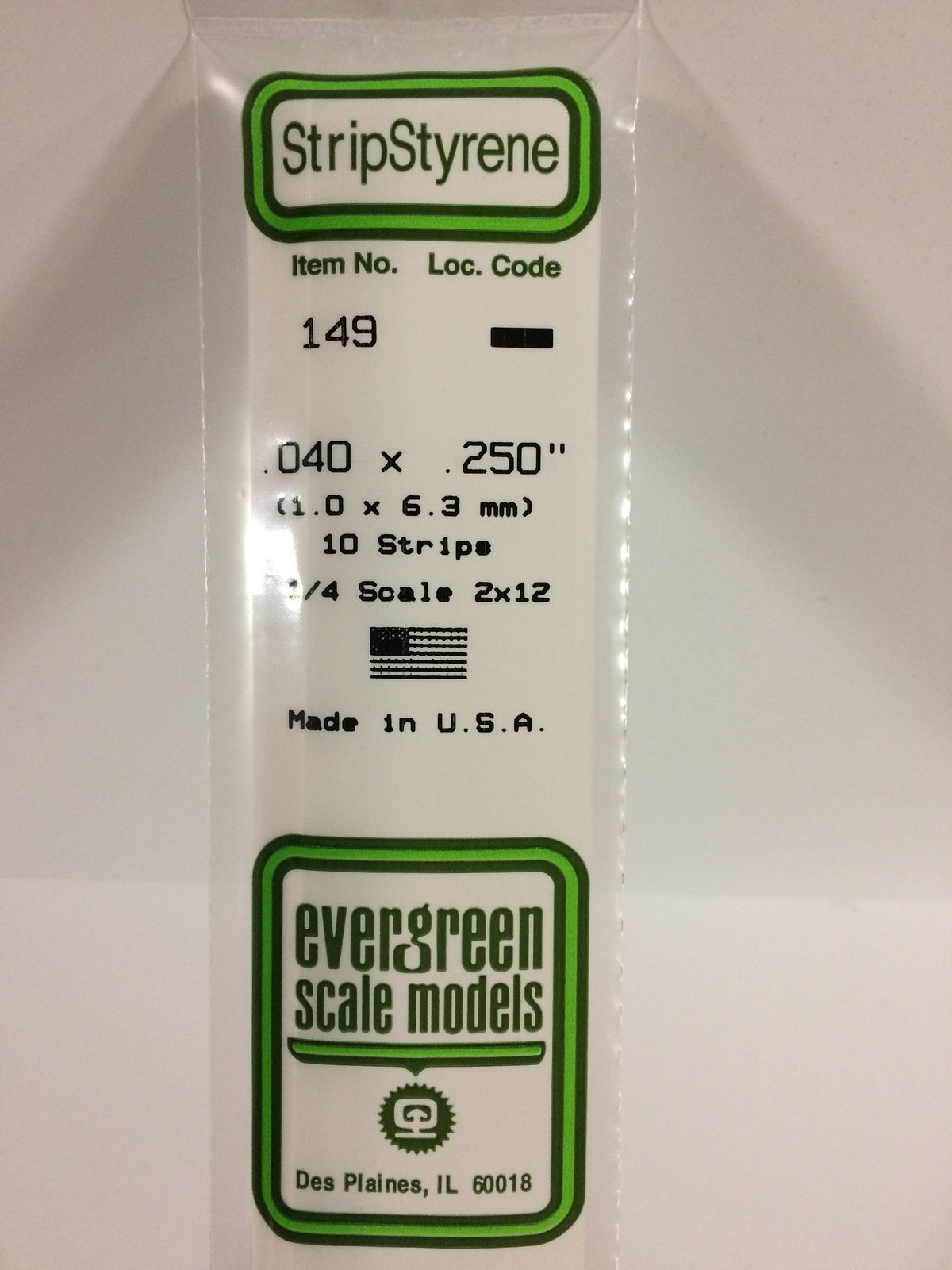 Evergreen Scale Models 149 - .040 X .250" X 14" Strips (10)