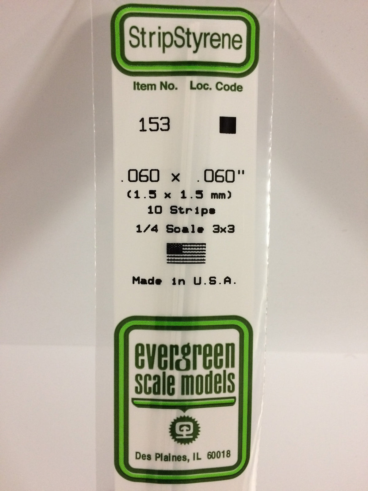 Evergreen Scale Models 153 - .060 X .060" X 14" Strips (10)