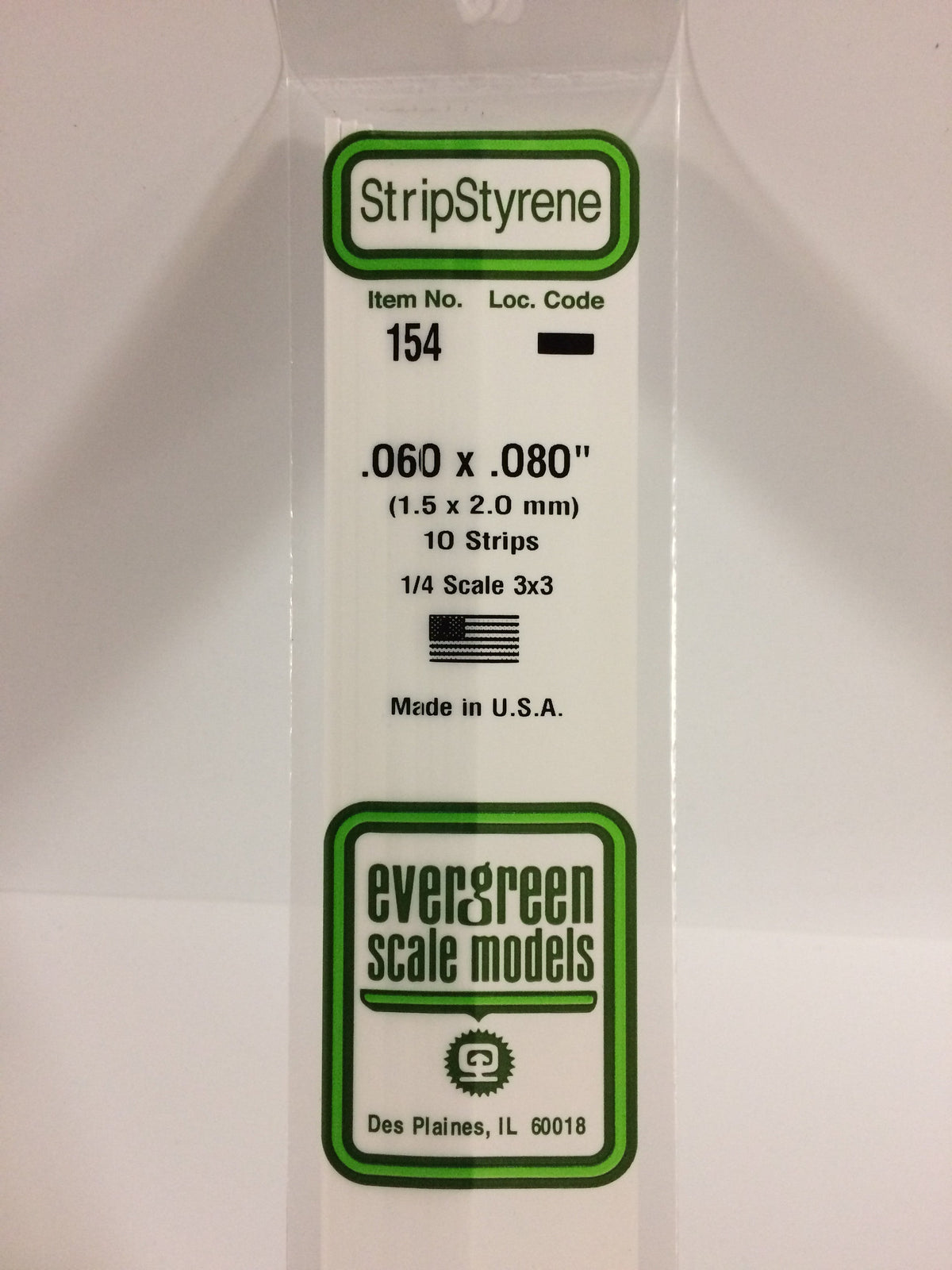 Evergreen Scale Models 154 - .060 X .080" X 14"  Strips (10)