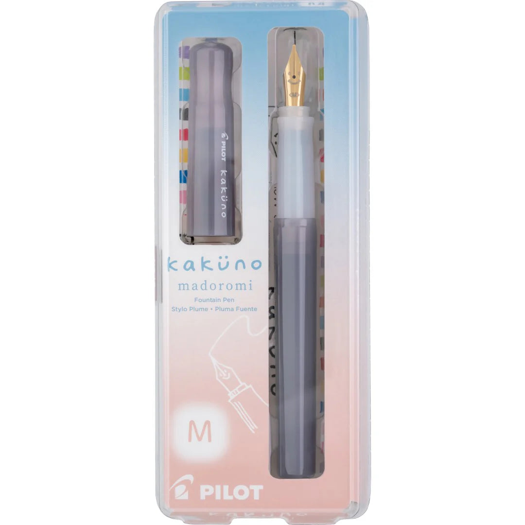 Pilot Kakuno MADOROMI Fountain Pen, Medium - Grey with Gold Nib