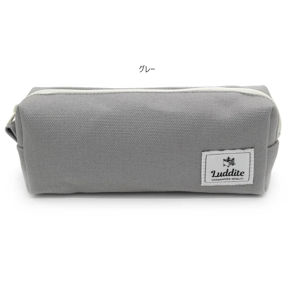 Luddite Kurashiki Canvas Pencil Case  7.5” x 2.8” x 2” - Gray