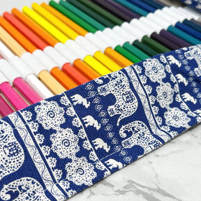 Pencil Wrap Pouch (72 slots) - Blue Waves